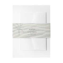 Tropische palmboom met Isle en Zand ID581 Uitnodigingen Wikkel