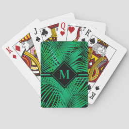 Tropische palmboom met monogram pokerkaarten