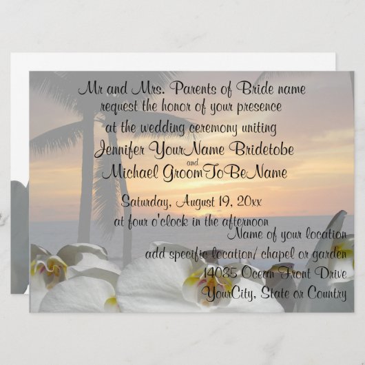 Tropische palmboom met orchideeën kaart (Voorkant / Achterkant)