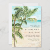 Tropische palmboom Modern strand bruiloft Kaart (Voorkant)