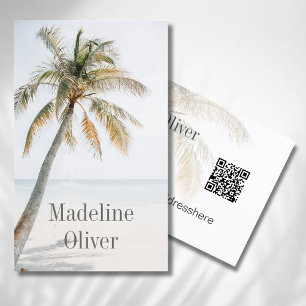 Tropische palmboom moderne QR-code Visitekaartje