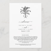 Tropische palmboom Monogram trouwroute Programmakaart (Voorkant)