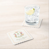 Tropische Palmboom Monogram Zomer Strand Huwelijk Kartonnen Onderzetters (Insitu)