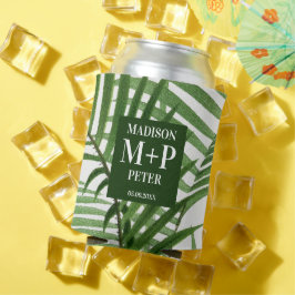 Tropische palmboom Monogrammed Wedding Album Blikjeskoeler