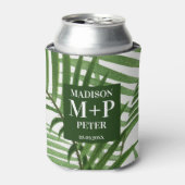 Tropische palmboom Monogrammed Wedding Album Blikjeskoeler (Blikje Voorkant)