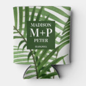 Tropische palmboom Monogrammed Wedding Album Blikjeskoeler (Voorkant)