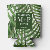 Tropische palmboom Monogrammed Wedding Album Blikjeskoeler (Achterkant)