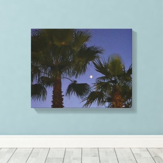 Tropische Palmboom Muurkunst Schemering Kuststreek Canvas Afdruk (Insitu (Houten vloer))