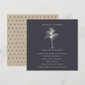Tropische palmboom Navy Kraft bruiloft uitnodiging (Voorkant / Achterkant)