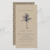 Tropische palmboom Navy Kraft Wedding Invite Bedankkaart (Voorkant / Achterkant)