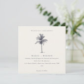 Tropische palmboom Navy Kraft Wedding Invite Bedankkaart (Staand voorkant)