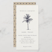 Tropische palmboom Navy Kraft Wedding Invite Bedankkaart (Voorkant / Achterkant)