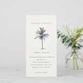 Tropische palmboom Navy Kraft Wedding Invite Bedankkaart (Staand voorkant)