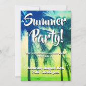 Tropische palmboom neon kleur zomerfeest kaart (Voorkant)