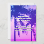 Tropische palmboom neon kleur zomerfeest kaart (Achterkant)