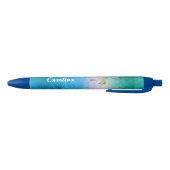 Tropische palmboom Ocean Blue Green Weathername Zwarte Inkt Pen (Bodem)