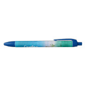 Tropische palmboom Ocean Blue Green Weathername Zwarte Inkt Pen (Bovenkant)