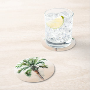 Tropische palmboom Ombre Ronde Kartonnen Onderzetter