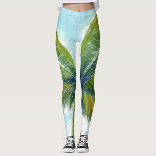 Tropische palmboom op een zonnige dag leggings (Voorkant)