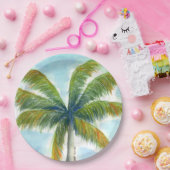 Tropische palmboom op een zonnige dag papieren bordje (Feest)