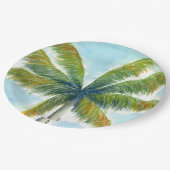 Tropische palmboom op een zonnige dag papieren bordje (Gekanteld)