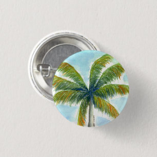 Tropische palmboom op een zonnige dag ronde button 3,2 cm