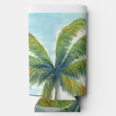 Tropische palmboom op een zonnige dag seltzer blikjeskoeler (Achterkant)