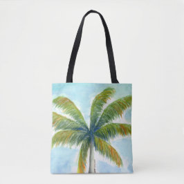 Tropische palmboom op een zonnige dag tote bag