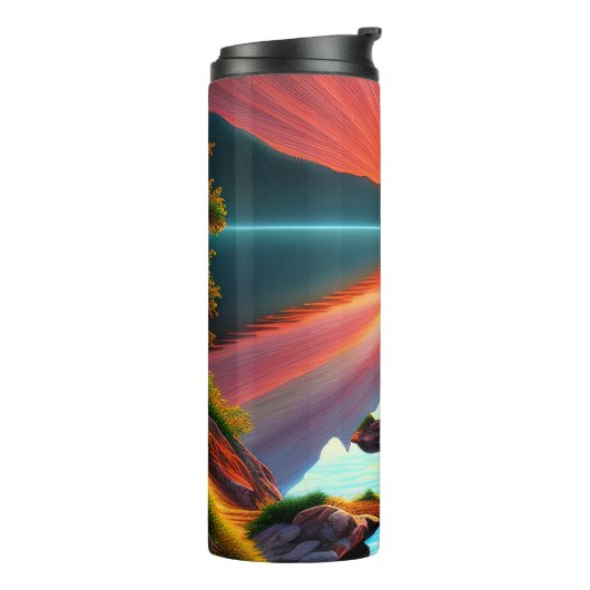 Tropische palmboom op het eiland - zonsondergang o thermosbeker (Gedraaid links)