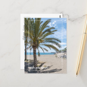 Tropische palmboom op het strand van Málaga Briefkaart