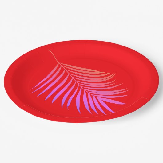 Tropische Palmboom Oranje Roze Verjaardag Afstuder Papieren Bordje (Gekanteld)