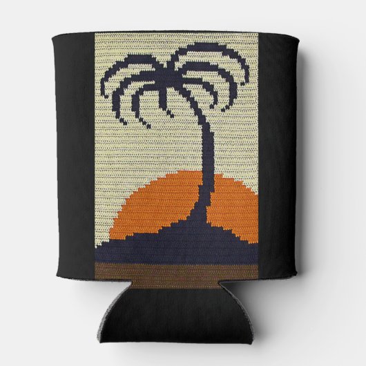 Tropische palmboom Oranje soonsopstand Blikjeskoeler (Achterkant)