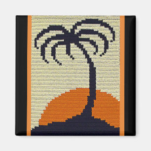 Tropische palmboom Oranje - Sunrise Crochet Print Magneet