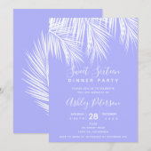 Tropische palmboom paarse typografie Sweet 16 Kaart (Voorkant / Achterkant)