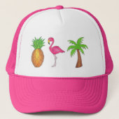 Tropische palmboom Pineappel Roze flamingo Bird Trucker Pet (Voorkant)