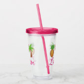 Tropische palmboom Pineappelroze flamingo Acryl Drinkbeker (Links)