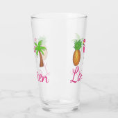 Tropische palmboom Pineappelroze flamingo Glas (Links)