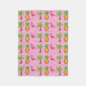 Tropische palmboom Pineapple Pink Flamingo Fleece Deken (Voorkant)
