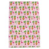 Tropische palmboom Pineapple Pink Flamingo Medium Cadeauzakje (Voorkant)