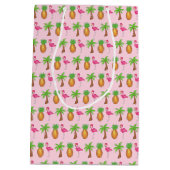 Tropische palmboom Pineapple Pink Flamingo Medium Cadeauzakje (Achterkant)