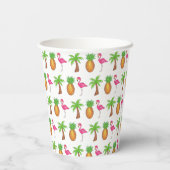 Tropische palmboom Pineapple Pink Flamingo Papieren Bekers (Achterkant)