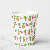 Tropische palmboom Pineapple Pink Flamingo Papieren Bekers (Voorkant)