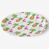 Tropische palmboom Pineapple Pink Flamingo Papieren Bordje (Gekanteld)