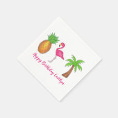 Tropische palmboom Pineapple Pink Flamingo Servet (Hoek)