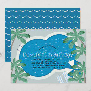 Tropische palmboom Pool Adult Birthday Kaart