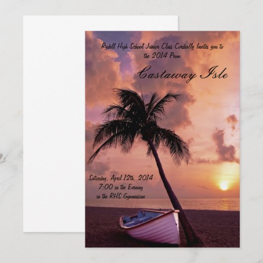 Tropische palmboom Prom-uitnodiging Kaart (Voorkant / Achterkant)