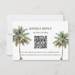 Tropische Palmboom QR RSVP Kaart
