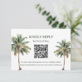 Tropische Palmboom QR RSVP Kaart (Staand voorkant)