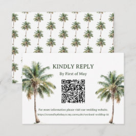 Tropische Palmboom QR RSVP Kaart