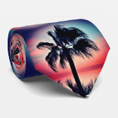 Tropische palmboom reflecties bij zonsondergang stropdas (Opgerold)